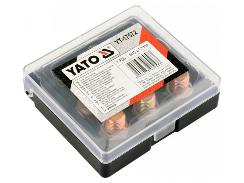 YATO Kit de reparare a filetului dopului de scurgere a uleiului 7 bucăți M15x1,5 mm