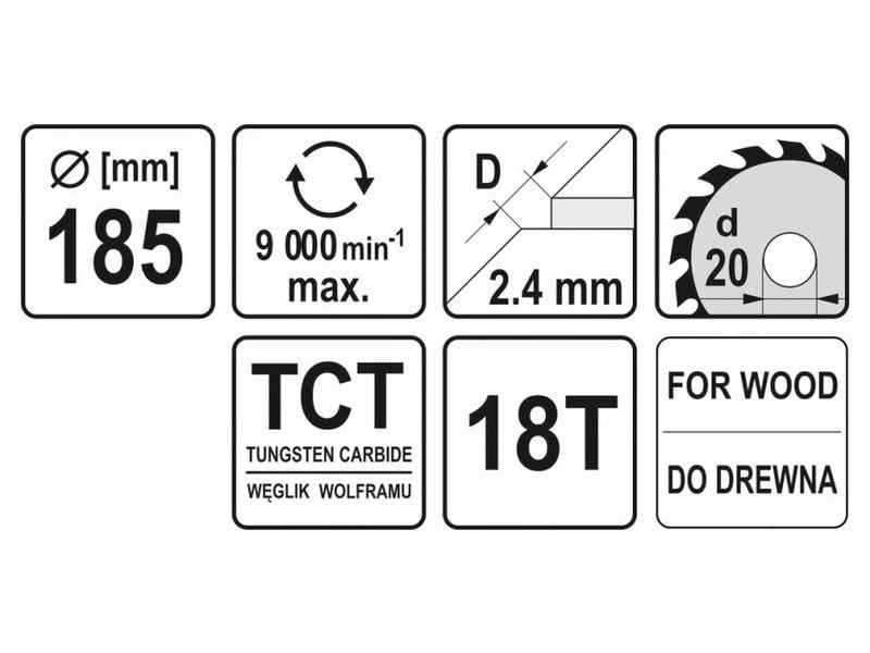 YATO Lamă de ferăstrău pentru lemn 185 x 20 x 1,4 mm / 18T