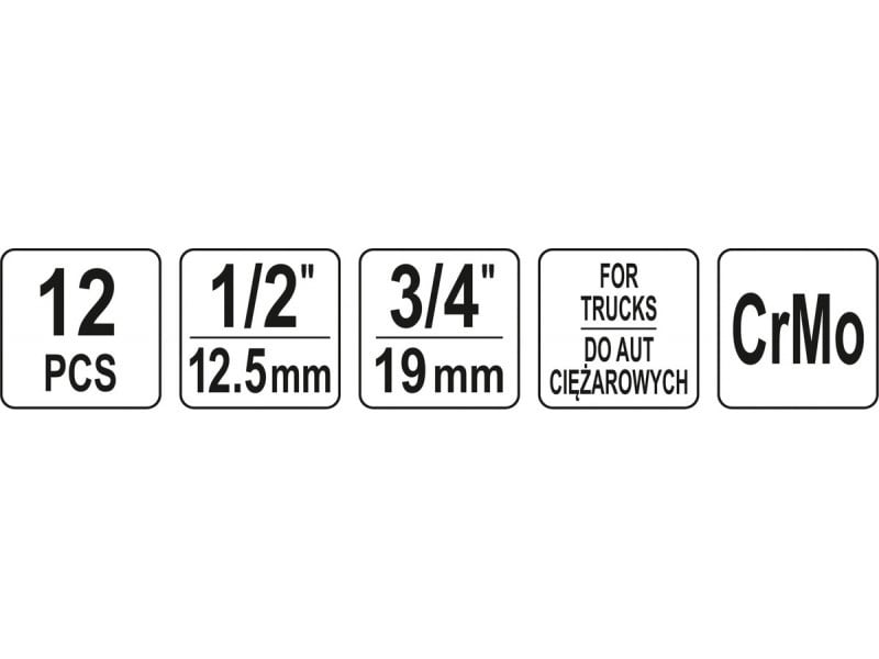 YATO Machine set de chei tubulare cu bit lung 12 piese Torx și Allen 1/2", 3/4" camion CrMo