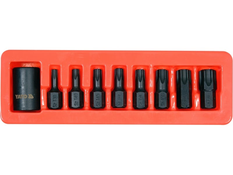 YATO Machine torx bit set 9 piese 1/2" T30-T70 cu adaptor soclu