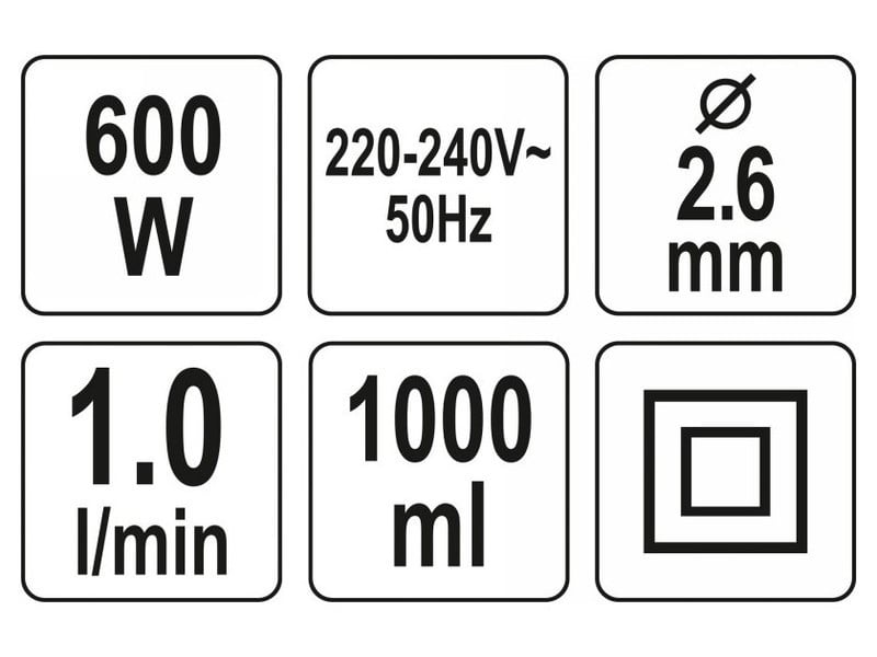 YATO Pistol de pulverizare cu rezervor inferior 1000 ml 600 W