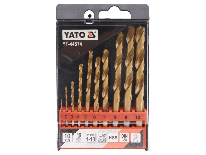 YATO Set burghie 10 piese 1-10 mm HSS-TiN - 1 | YEO