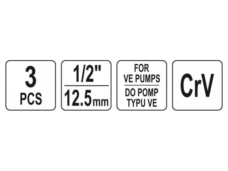 YATO Set de chei 3 piese pentru pompa de injecție Bosch VE 1/2" CrV