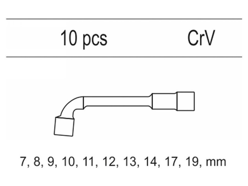 YATO Set de chei pentru țevi 10 piese 7-19 mm CrV (inserție în sertar)