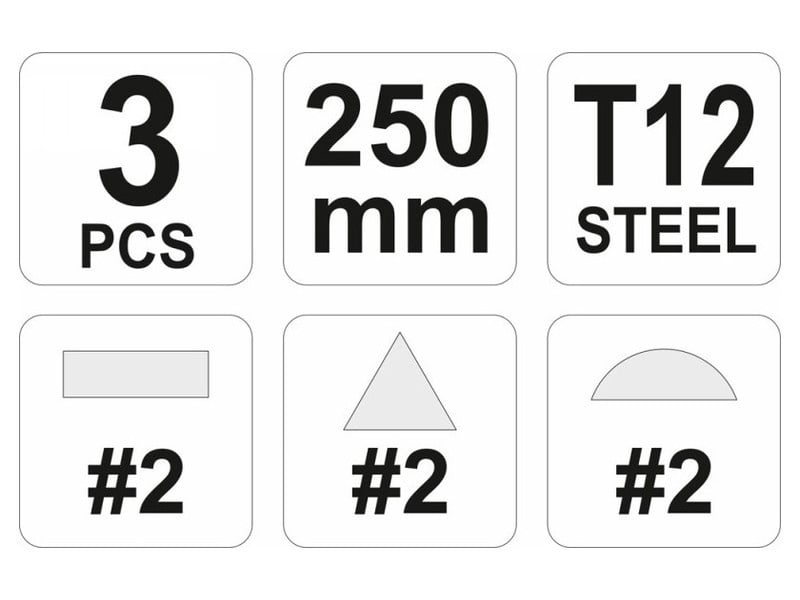 YATO Set de fișiere 3 piese 250 mm