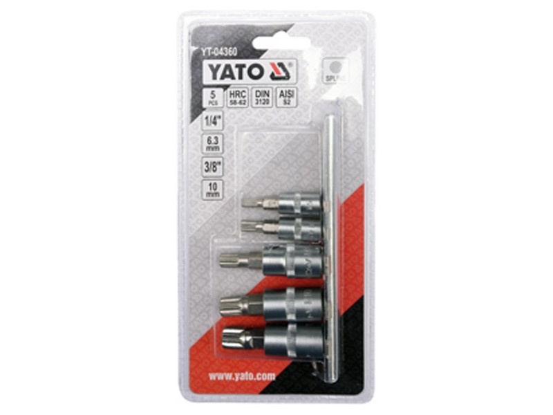 YATO Set de mufe 5 piese Spline 1/4", 3/8" CrV - 1 | YEO