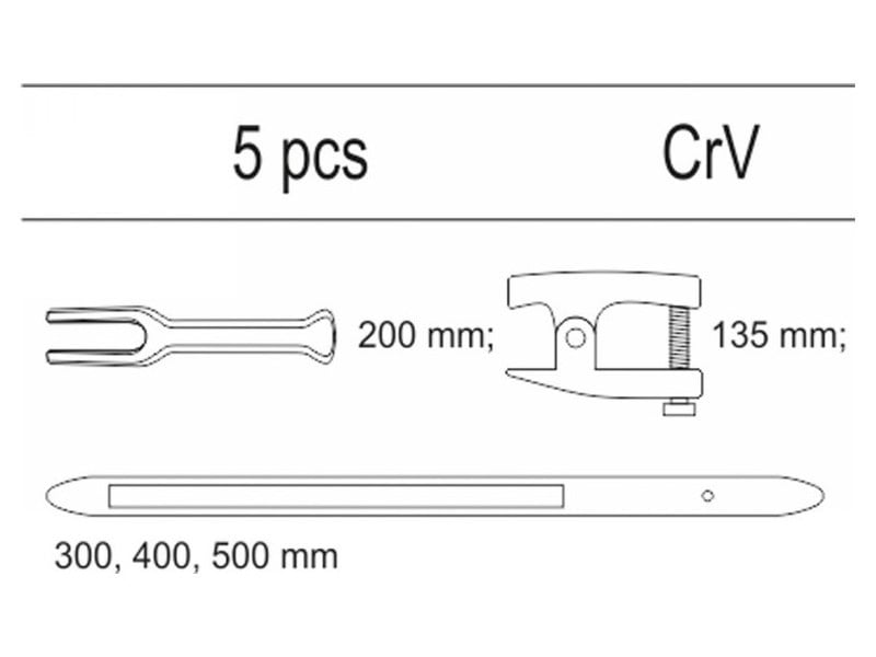 YATO Set extractor și împingător cu cap sferic 5 piese (inserție sertar)