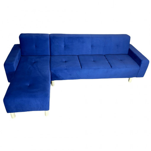 Colțar Fix Turan, 200x180x75cm, 5 locuri, Amore 41 Navy, în formă de "L", stanga, Glasspandoor