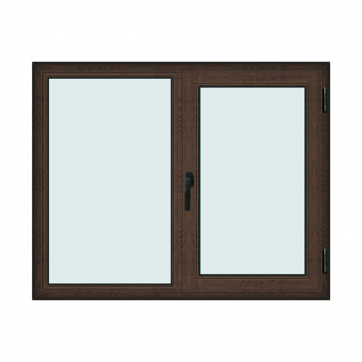 Fereastra 150x120cm, 2 canate, wenge (tabac), dreapta si rabatare, Klass, 7cm, 6 camere, 2 garnituri