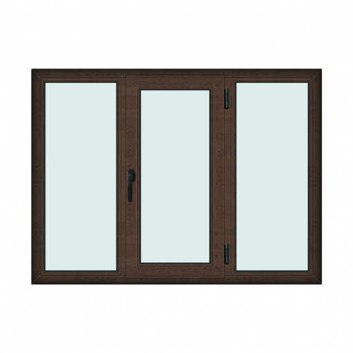 Fereastra 175x130cm, 3 canate, wenge (tabac), dreapta si rabatare, Klass, 7cm, 6 camere, 2 garnituri