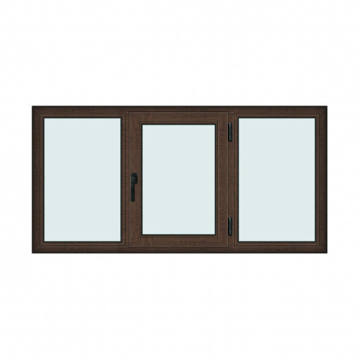 Fereastra 200x100cm, 3 canate, wenge (tabac), dreapta si rabatare, Klass, 7cm, 6 camere, 2 garnituri
