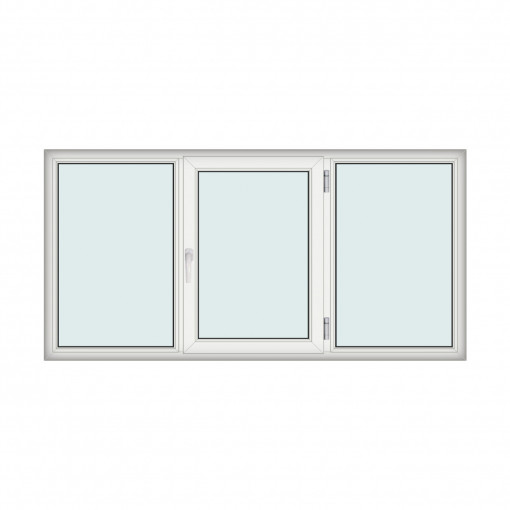 Fereastra 240x120cm, 3 canate, alb, dreapta si rabatare, Klass, 7cm, 6 camere, 2 garnituri