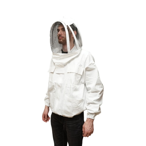 Bluza apicola alba cu masca de protectie tip gluga marimea L, Cod: DISTT80