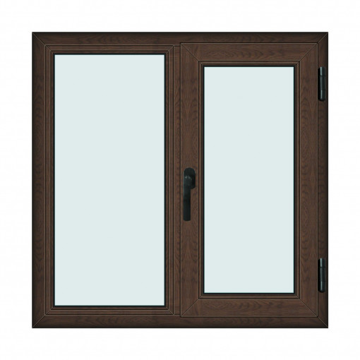 Fereastra 110x110cm, 2 canate, wenge (tabac), dreapta si rabatare, Klass, 7cm, 6 camere, 2 garnituri