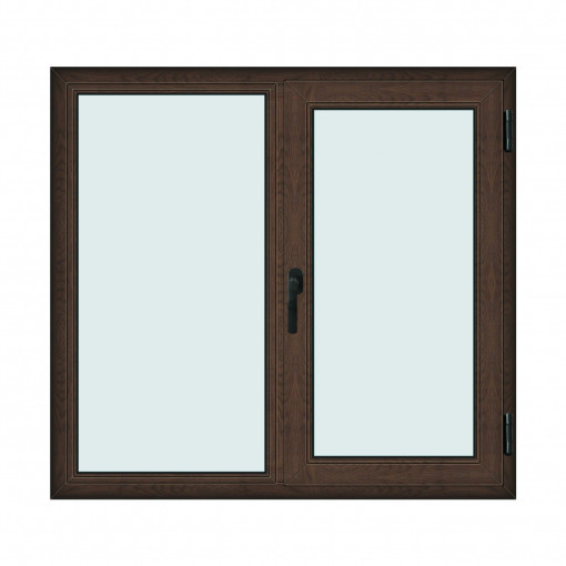 Fereastra 140x130cm, 2 canate, wenge (tabac), dreapta si rabatare, Klass, 7cm, 6 camere, 2 garnituri