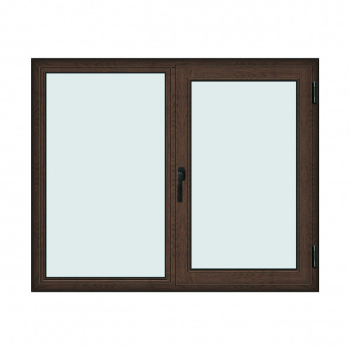 Fereastra 160x130cm, 2 canate, wenge (tabac), dreapta si rabatare, Klass, 7cm, 6 camere, 2 garnituri