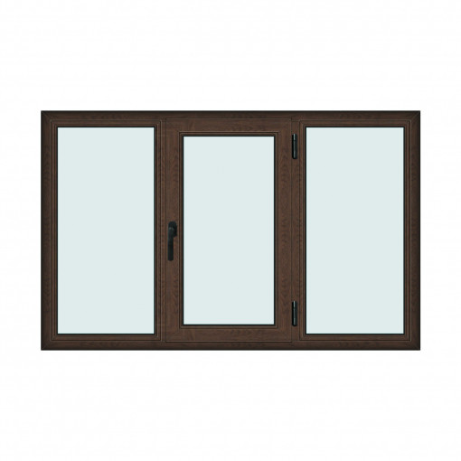 Fereastra 190x120cm, 3 canate, wenge (tabac), dreapta si rabatare, Klass, 7cm, 6 camere, 2 garnituri