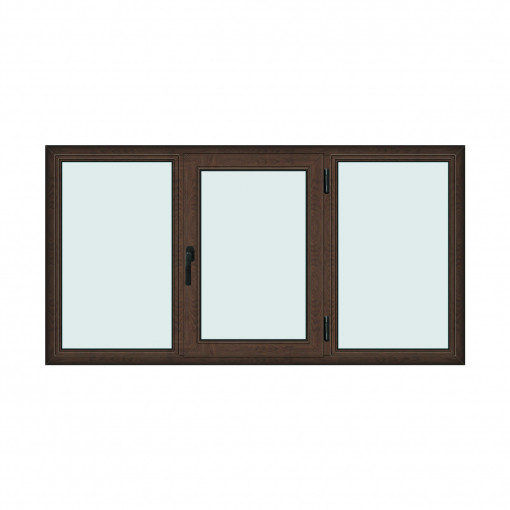 Fereastra 210x110cm, 3 canate, wenge (tabac), dreapta si rabatare, Klass, 7cm, 6 camere, 2 garnituri