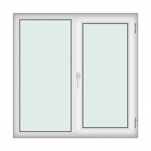 Fereastra 150x150cm, 2 canate, alb, dreapta si rabatare, Klass, 7cm, 6 camere, 2 garnituri