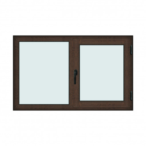 Fereastra 160x100cm, 2 canate, wenge (tabac), dreapta si rabatare, Klass, 7cm, 6 camere, 2 garnituri