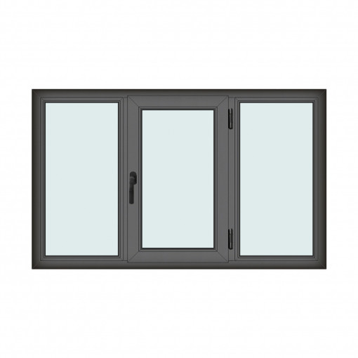 Fereastra 180x110cm, 3 canate, antracit, dreapta si rabatare, Klass, 7cm, 6 camere, 2 garnituri