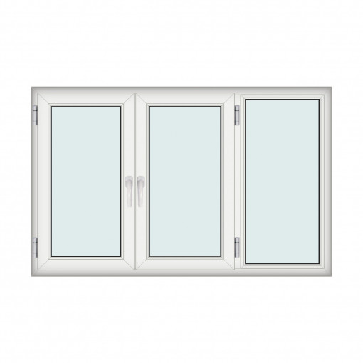 Fereastra 190x120cm, 3 canate, 2 deschideri, cu montant fix, alb, WDS