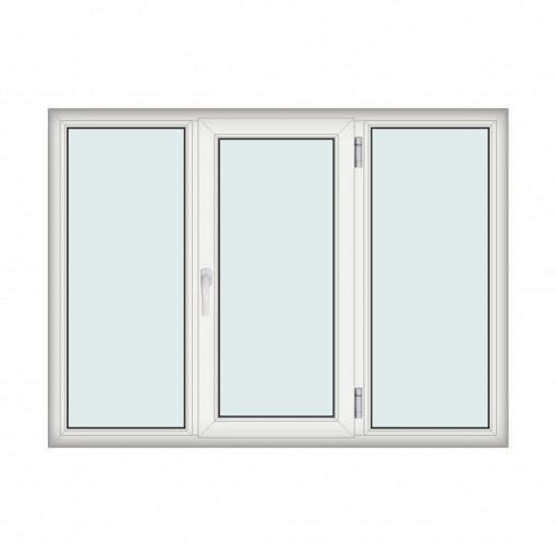 Fereastra 190x140cm, 3 canate, alb, dreapta si rabatare, Klass, 7cm, 6 camere, 2 garnituri