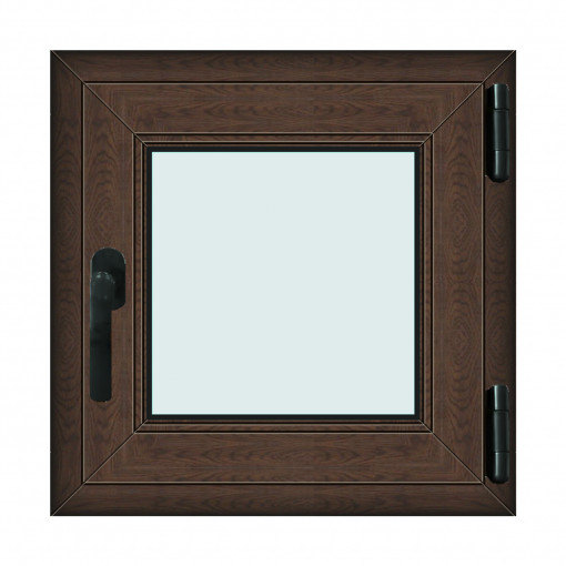Fereastra 60x60cm, 1 canat, wenge (tabac), dreapta si rabatare, Klass, 7cm, 6 camere, 2 garnituri