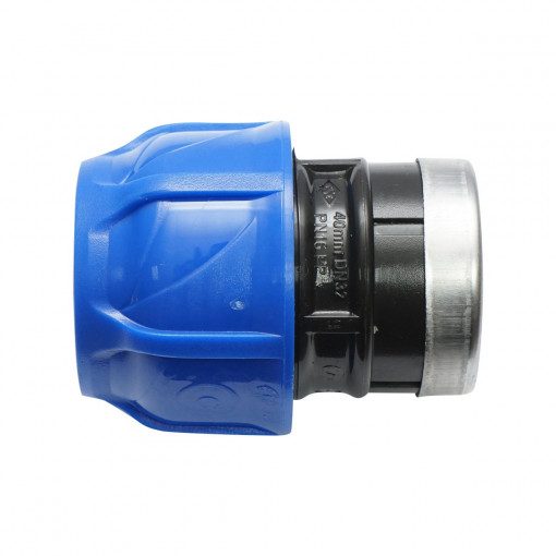 Adaptor compresiune, mama, filet interior, D40mmx 1 1/4, max 16bar, pentru sisteme irigatie, PEHD, Cod: DISLV55, Poelsan