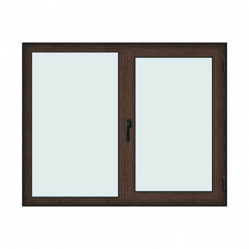 Fereastra 175x140cm, 2 canate, wenge (tabac), dreapta si rabatare, Klass, 7cm, 6 camere, 2 garnituri