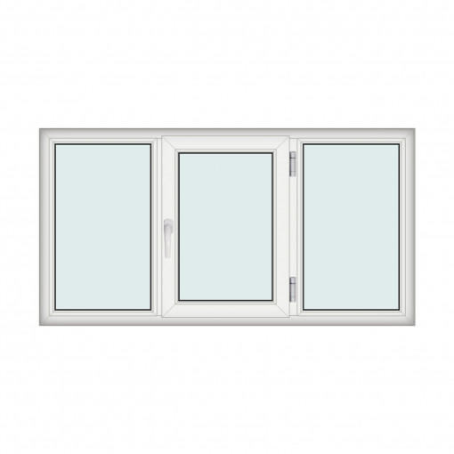 Fereastra 190x100cm, 3 canate, alb, dreapta si rabatare, Klass, 7cm, 6 camere, 2 garnituri