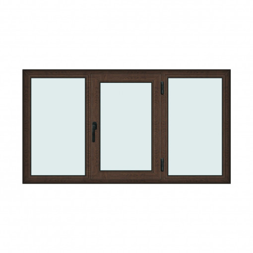 Fereastra 200x110cm, 3 canate, wenge (tabac), dreapta si rabatare, Klass, 7cm, 6 camere, 2 garnituri
