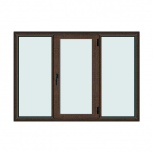 Fereastra 210x150cm, 3 canate, wenge (tabac), dreapta si rabatare, Klass, 7cm, 6 camere, 2 garnituri