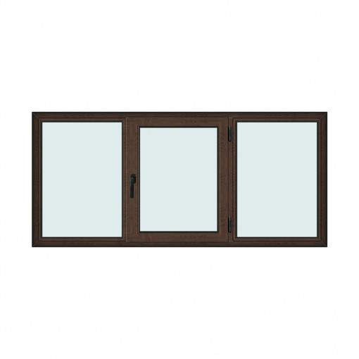 Fereastra 240x110cm, 3 canate, wenge (tabac), dreapta si rabatare, Klass, 7cm, 6 camere, 2 garnituri