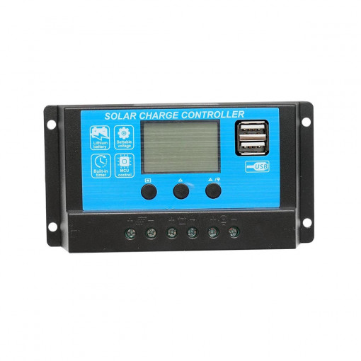 Regulator tensiune pentru panou solar 10A 12V/24V 2X port USB, Cod: BK87430,