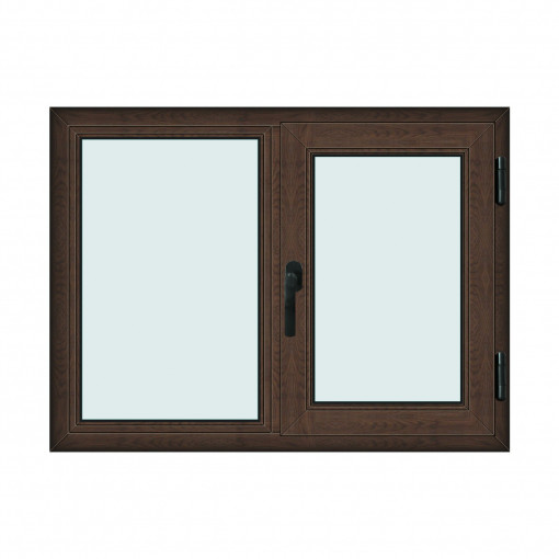 Fereastra 120x90cm, 2 canate, wenge (tabac), dreapta si rabatare, Klass, 7cm, 6 camere, 2 garnituri