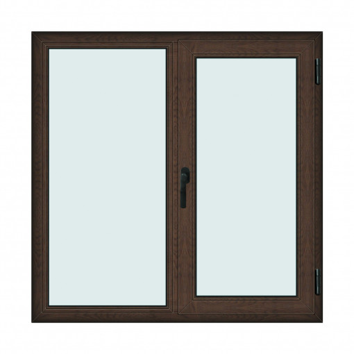 Fereastra 140x140cm, 2 canate, wenge (tabac), dreapta si rabatare, Klass, 7cm, 6 camere, 2 garnituri