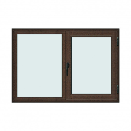 Fereastra 160x110cm, 2 canate, wenge (tabac), dreapta si rabatare, Klass, 7cm, 6 camere, 2 garnituri