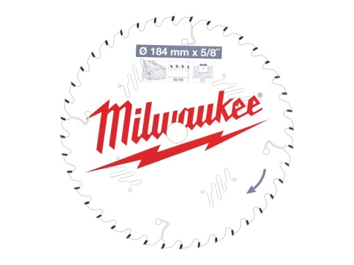 MILWAUKEE Lamă de ferăstrău pentru lemn 184 x 5/8 x 2,1 mm /40T ATB
