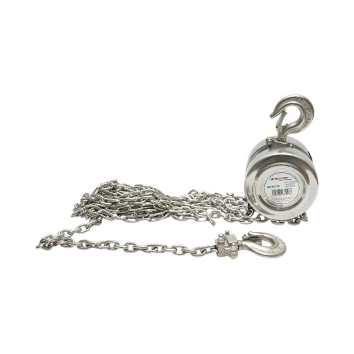Palan manual inox cu lant 3m, sarcina maxima 500 kg, carlig cu siguranta , Cod: BK76110, Breckner Germania