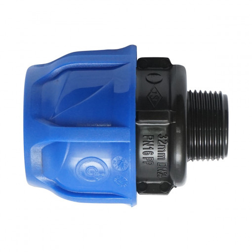 Racord compresiune, cu filet exterior, D25mmx3/4 toll, PN16, pentru sisteme irigatii, Cod: DISLV42, Poelsan