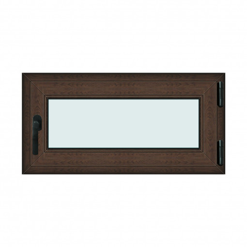 Fereastra 100x50cm, 1 canat, wenge (tabac), dreapta si rabatare, Klass, 7cm, 6 camere, 2 garnituri