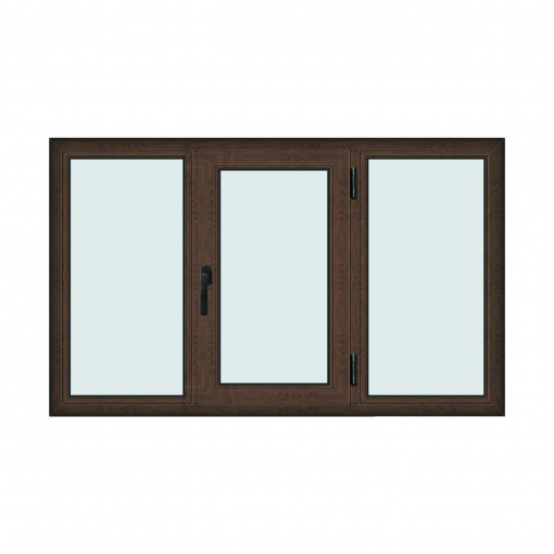 Fereastra 180x110cm, 3 canate, wenge (tabac), dreapta si rabatare, Klass, 7cm, 6 camere, 2 garnituri