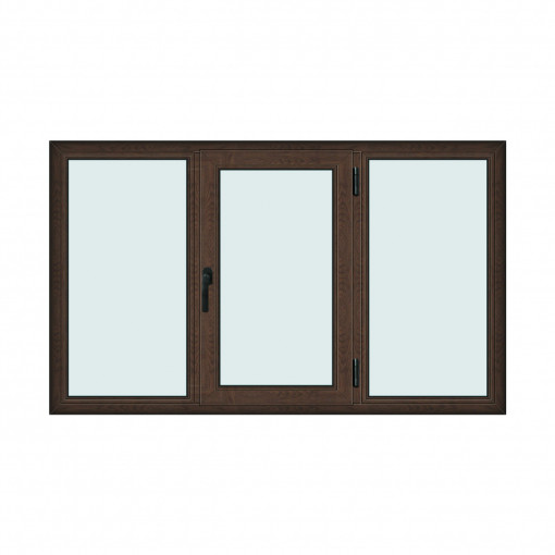Fereastra 200x120cm, 3 canate, wenge (tabac), dreapta si rabatare, Klass, 7cm, 6 camere, 2 garnituri