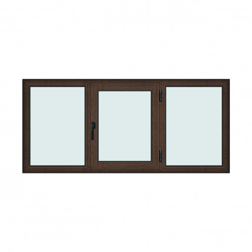 Fereastra 220x100cm, 3 canate, wenge (tabac), dreapta si rabatare, Klass, 7cm, 6 camere, 2 garnituri
