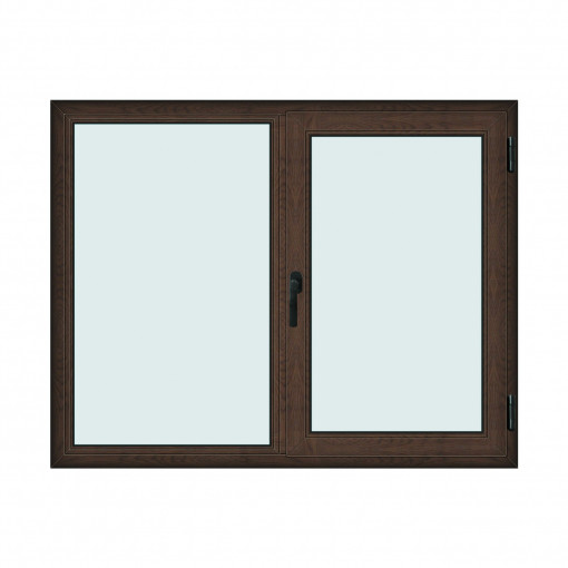 Fereastra 165x130cm, 2 canate, wenge (tabac), dreapta si rabatare, Klass, 7cm, 6 camere, 2 garnituri