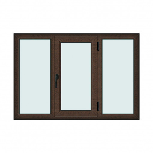 Fereastra 175x120cm, 3 canate, wenge (tabac), dreapta si rabatare, Klass, 7cm, 6 camere, 2 garnituri