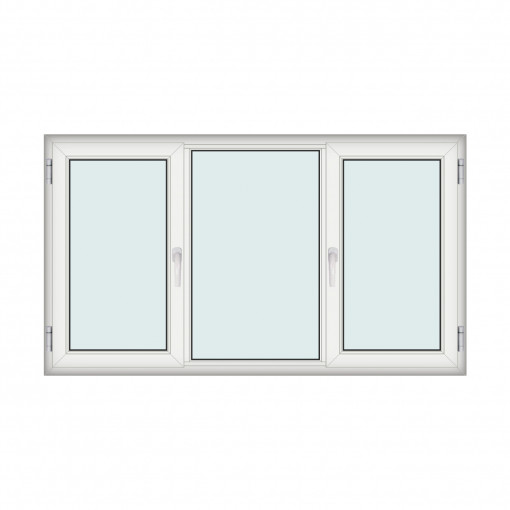 Fereastra 211x121cm, 3 canate, 2 deschideri, cu montant fix, alb, Kirchberger
