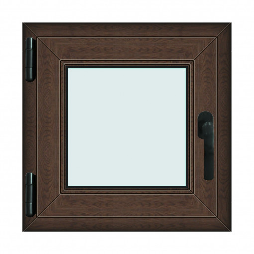 Fereastra 60x60cm, 1 canat, wenge (tabac), stanga si rabatare, Klass, 7cm, 6 camere, 2 garnituri