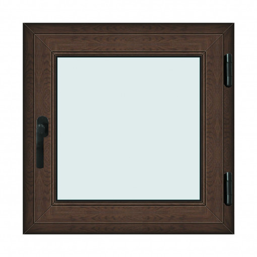 Fereastra 80x80cm, 1 canat, wenge (tabac), dreapta si rabatare, Klass, 7cm, 6 camere, 2 garnituri